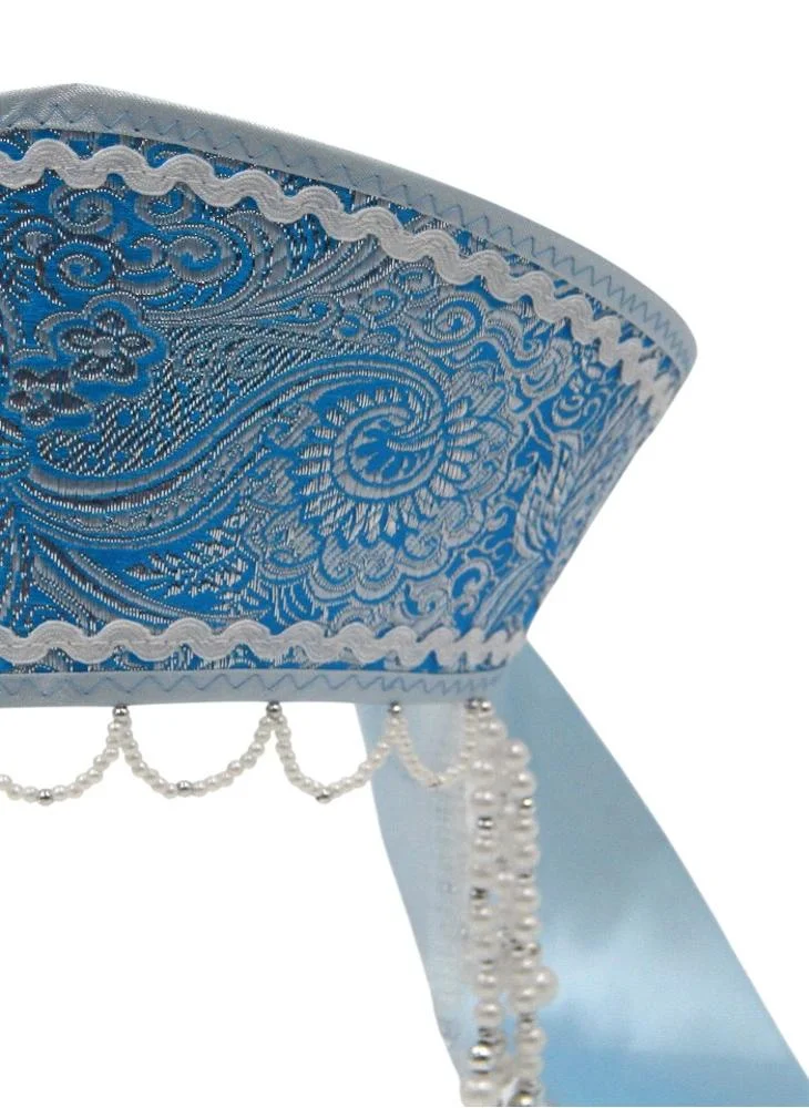 D'Daniela D' Daniela - Women's Traditional Headdress Kokoshnik - Light Blue with White