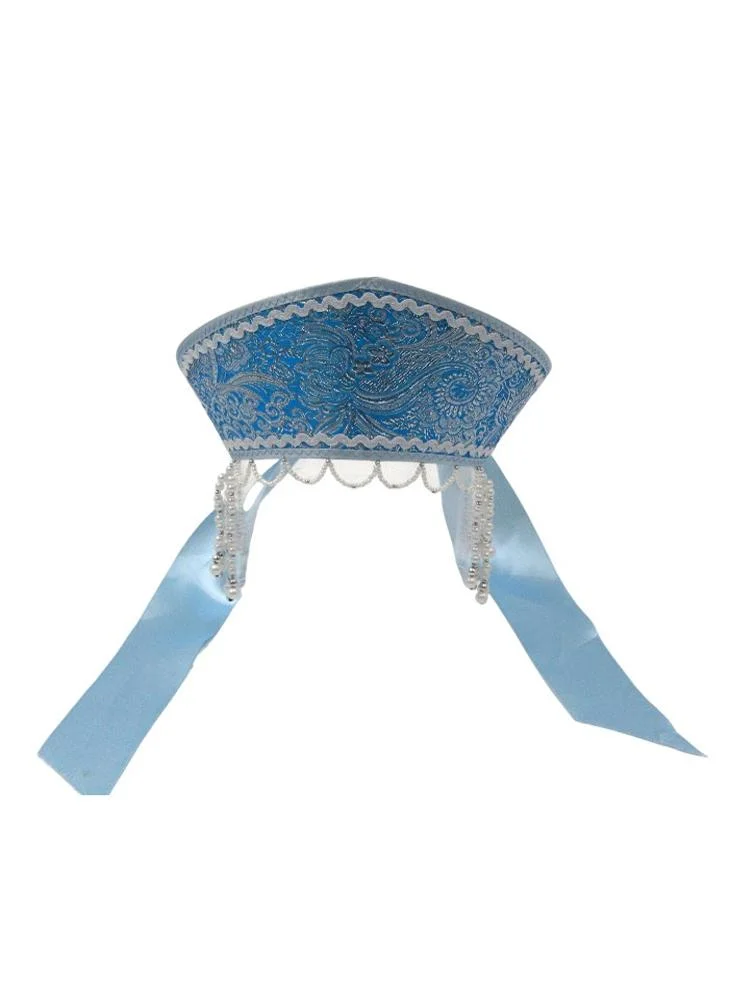 دىدانيالا D' Daniela - Women's Traditional Headdress Kokoshnik - Light Blue with White