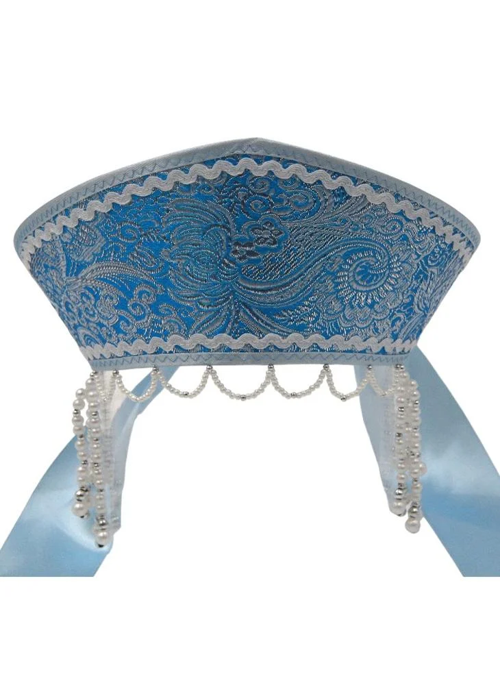 D'Daniela D' Daniela - Women's Traditional Headdress Kokoshnik - Light Blue with White