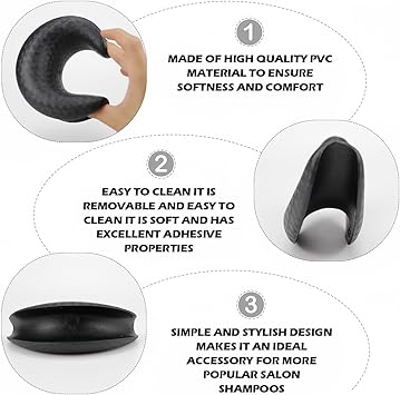 FERCAISH Salon Hair Shampoo Neck Rest Hair Washing Neck Pillow Gripper Hairdressing Basin Neck Support Silicone Neck Pillow for Hairdresser Sink Spa Black - Image 2