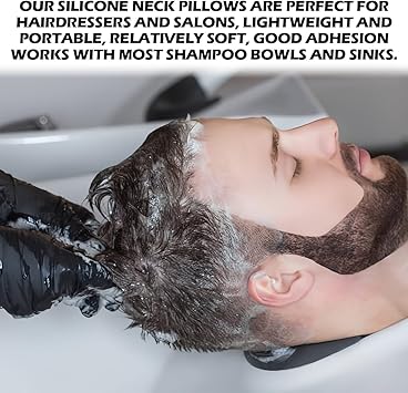 FERCAISH Salon Hair Shampoo Neck Rest Hair Washing Neck Pillow Gripper Hairdressing Basin Neck Support Silicone Neck Pillow for Hairdresser Sink Spa Black - Image 5