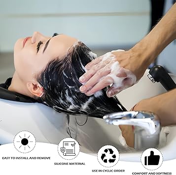 FERCAISH Salon Hair Shampoo Neck Rest Hair Washing Neck Pillow Gripper Hairdressing Basin Neck Support Silicone Neck Pillow for Hairdresser Sink Spa Black - Image 3