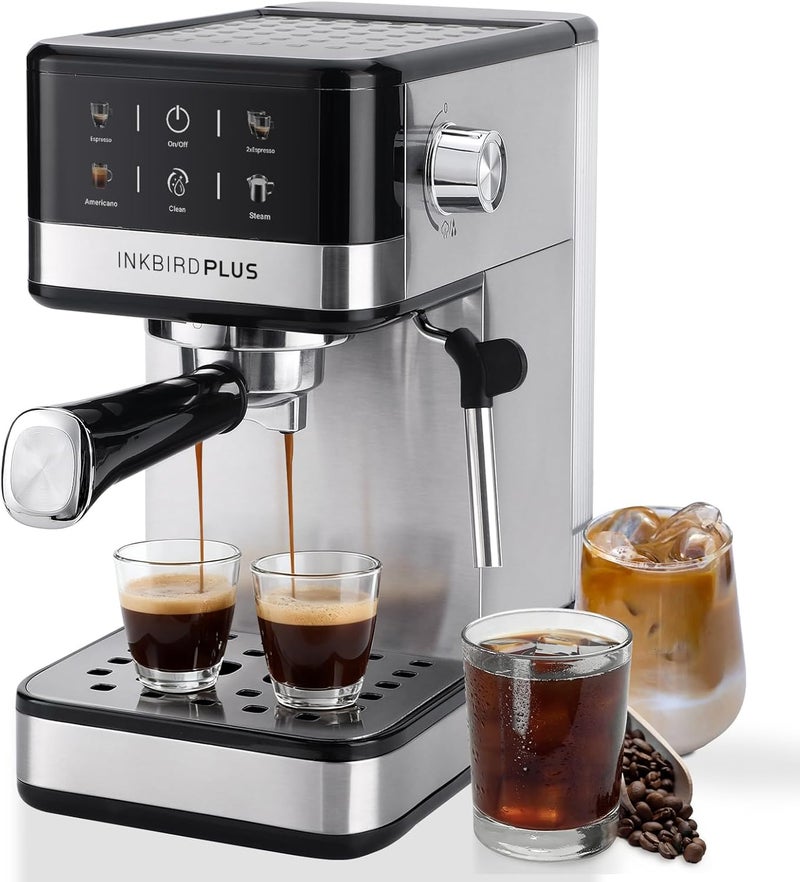 INKBIRDPLUS Espresso Machine 20Bar, Compact 4-Cup Coffee Maker, Semi-Automatic Coffee Brewer with Milk Frother Steam Wand & NTC Temperature Control for Making Shots, Cappuccinos, Lattes & Americanos - Image 1