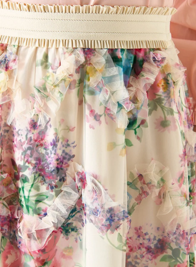 تواكستريمز 2Xtremz All-Over Floral Print Skirt with Ruffles a