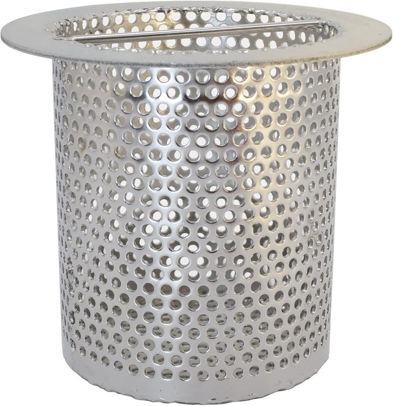 Drain-Net 4" Commercial Floor Drain Strainer, 4" Tall, Perforated Stainless Steel - Image 1