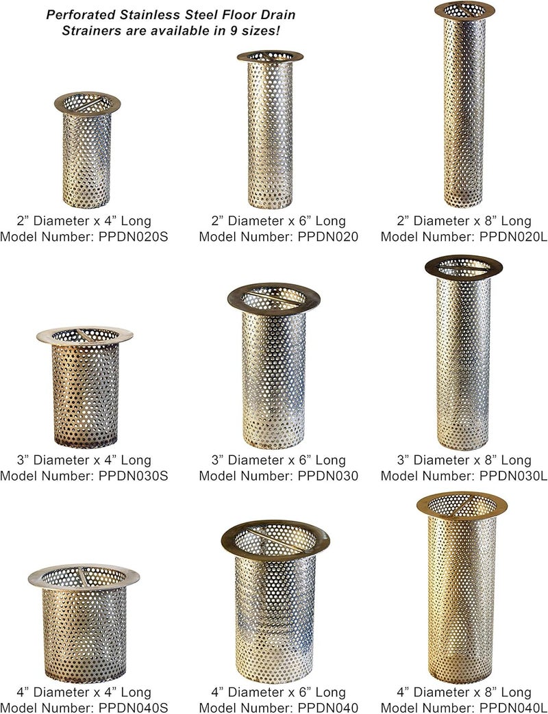 Drain-Net 4" Commercial Floor Drain Strainer, 4" Tall, Perforated Stainless Steel - Image 4