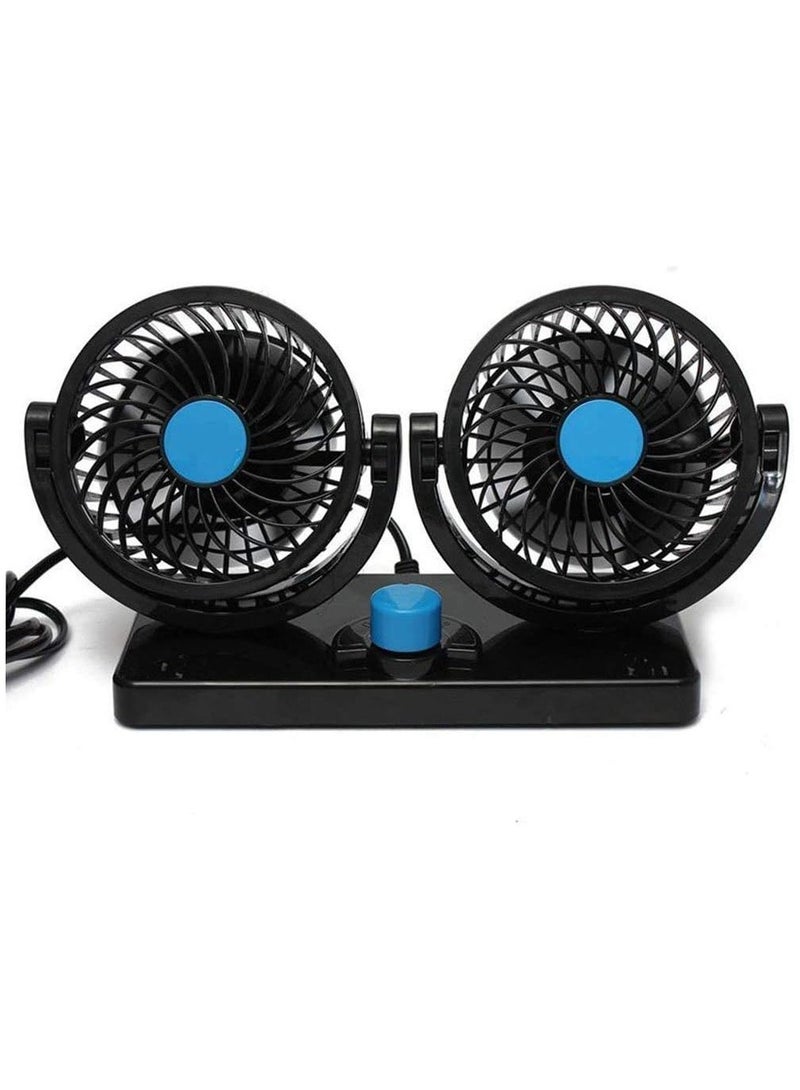 Car Double Head 360° Rotating Cooling Fan Black - Image 3