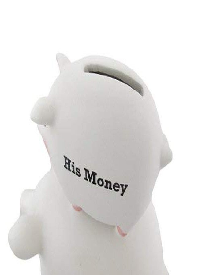 Young's Inc. His Money/Her Money Ceramic Piggy Bank - 7" L x 4" W x 8" H - Engagement Gifts for Couples - Image 3