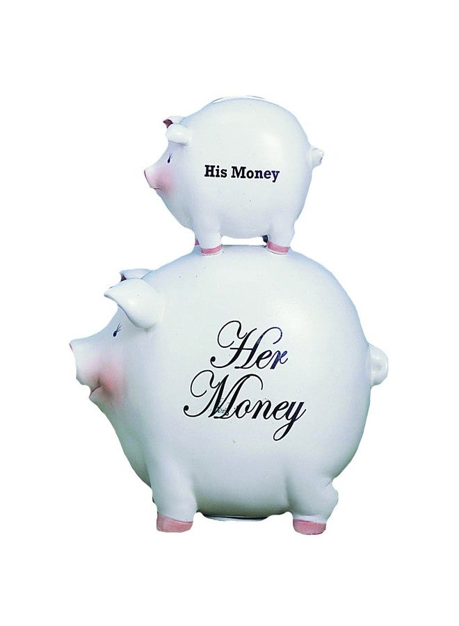 Young's Inc. His Money/Her Money Ceramic Piggy Bank - 7" L x 4" W x 8" H - Engagement Gifts for Couples - Image 1