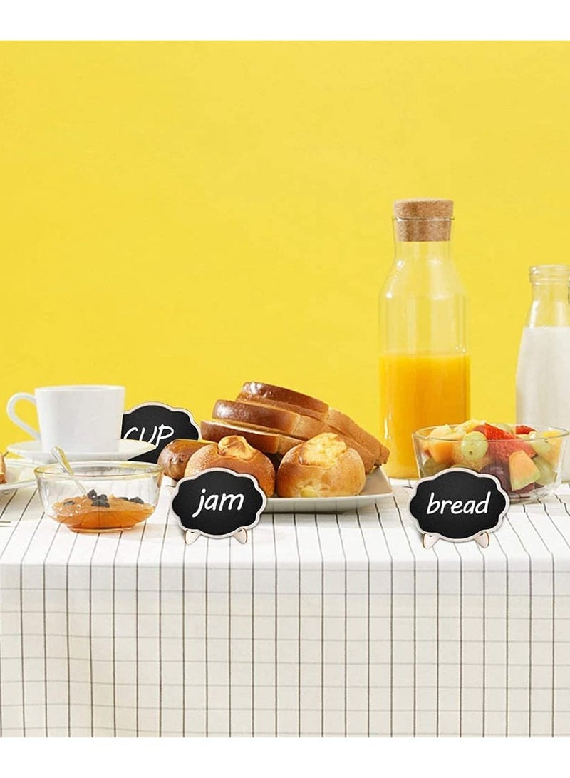 SOLARAE Mini Chalkboards Signs with Easel Stand, 12 Pack Blackboard Place Cards Message Board Sign Chalkboard Labels Wooden for Wedding Party Decor Food Signs Price Tags - Image 3