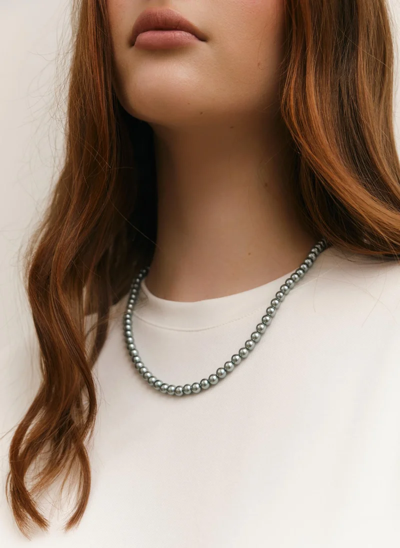 Silver plated small beads necklace