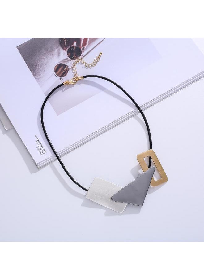Generic - Popular European And American Popular Necklace Fashion Geometric Ethnic Style Special-shaped Contrast Color Women's Alloy Short Chain - Image 1