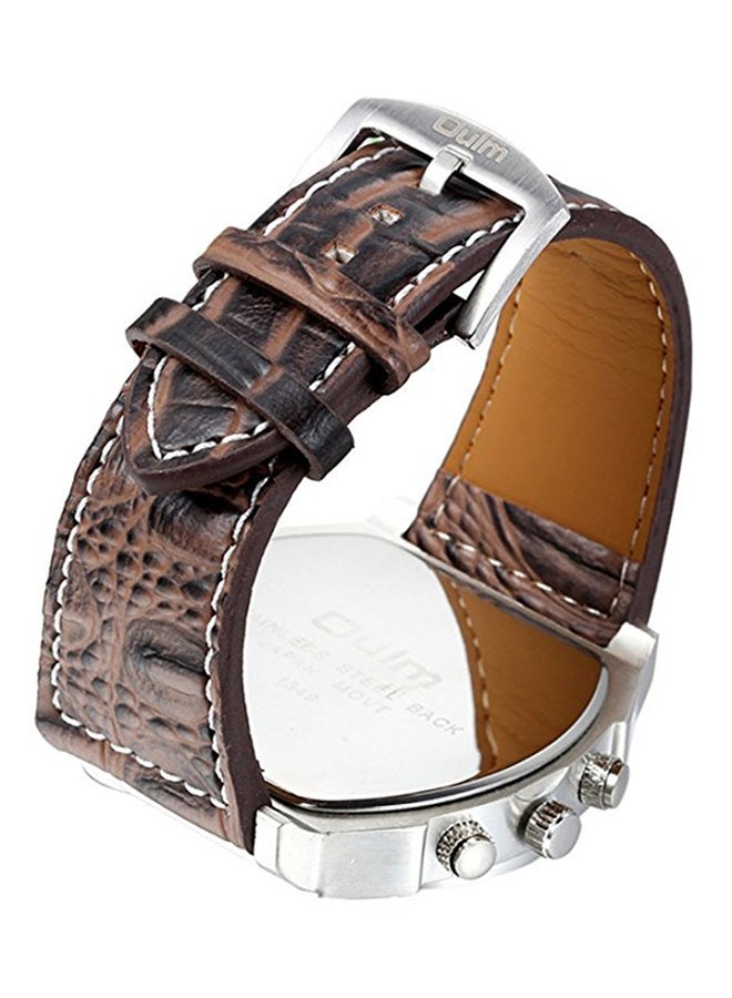 Oulm Men's Water Resistant Leather Analog Watch Oulm-04-BW - Image 2