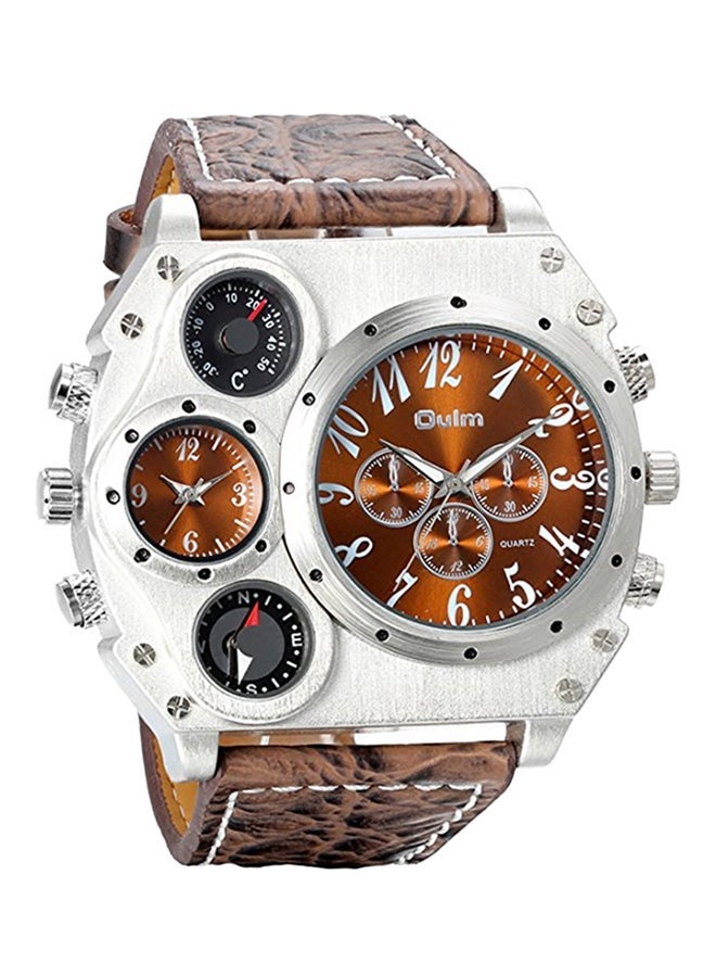 Oulm Men's Water Resistant Leather Analog Watch Oulm-04-BW - Image 1