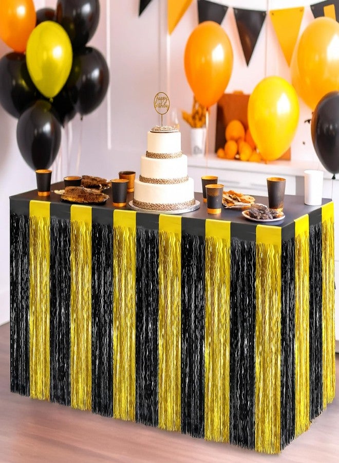 KatchOn, Black and Gold Table Fringe – Pack of 2 | Black and Gold Party Decorations | Tinsel Table Skirt Streamers for Graduation Decorations 2026, Birthday, Bachelorette Party - Image 4