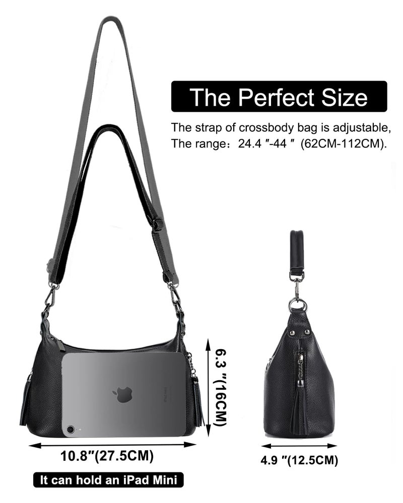 VODIU Small Hobo Purses for Women Shoulder Bag Crossbody Bags for Women Trendy Tote Handbags with Strap Black - Image 5