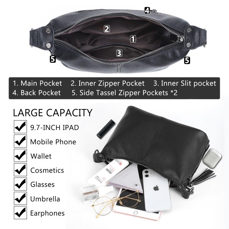 VODIU Small Hobo Purses for Women Shoulder Bag Crossbody Bags for Women Trendy Tote Handbags with Strap Black - Image 4