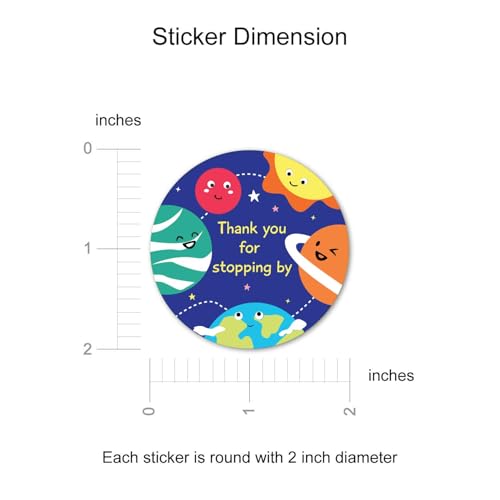 weRevel Paper Space Theme Thank You Party Self-Adhesive Stickers, 40 Count, 2 Inches, Round, 4 Unique Designs - Image 5