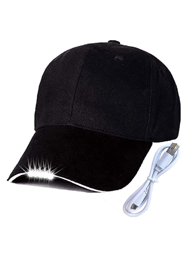 Y&D Hands-Free LED Baseball Cap 5 Battery Powered Headlamp Hat Flashlight for Fishing Jogging Camping Hand Work,Unisex Rechargeable Lighted Hat-With USB Cable - Image 1