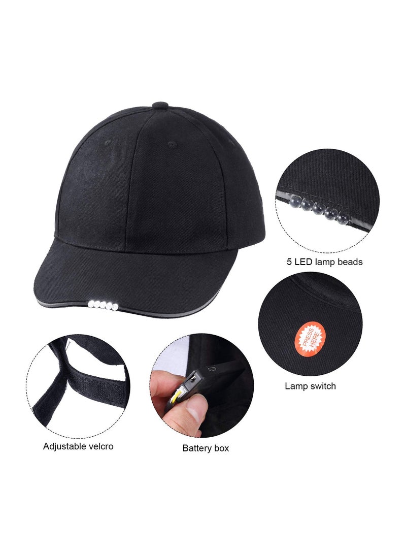 Y&D Hands-Free LED Baseball Cap 5 Battery Powered Headlamp Hat Flashlight for Fishing Jogging Camping Hand Work,Unisex Rechargeable Lighted Hat-With USB Cable - Image 2