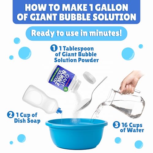 Atlasonix Bubbles for Kids - Bubble | Giant Bubble Solution, Bubbles Powder Mix Makes 1792 OZ (14 Gallons) - The Original Powder Solution for Kids Friendly & Long Lasting Outdoor Toys Fun - Image 2