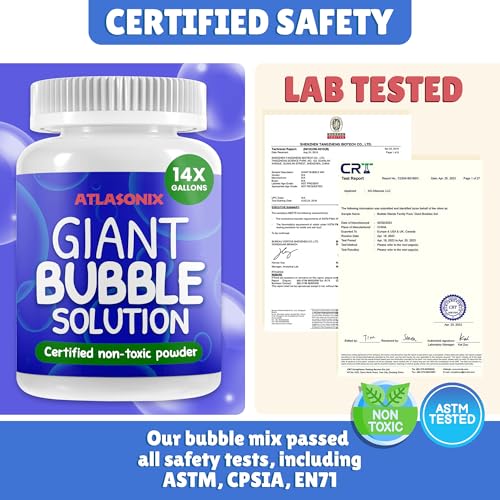 Atlasonix Bubbles for Kids - Bubble | Giant Bubble Solution, Bubbles Powder Mix Makes 1792 OZ (14 Gallons) - The Original Powder Solution for Kids Friendly & Long Lasting Outdoor Toys Fun - Image 3