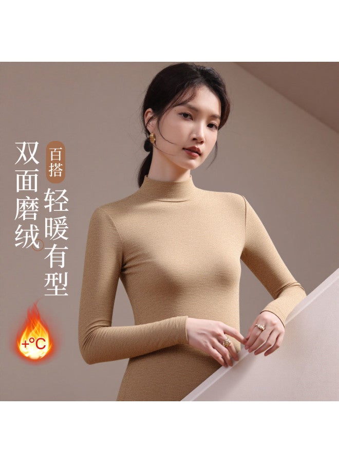 Moonbadi Brushed Warm Mid-Neck Base Shirt Women'S Fashion Innerwear And Outerwear Slim Fit - Image 2