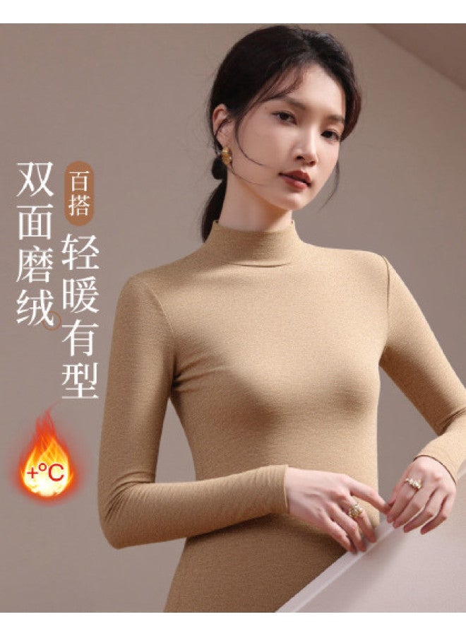 Moonbadi Brushed Warm Mid-Neck Base Shirt Women'S Fashion Innerwear And Outerwear Slim Fit - Image 1