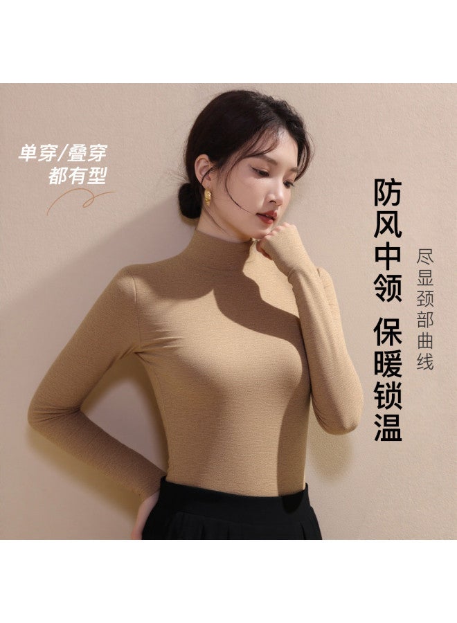 Moonbadi Brushed Warm Mid-Neck Base Shirt Women'S Fashion Innerwear And Outerwear Slim Fit - Image 3