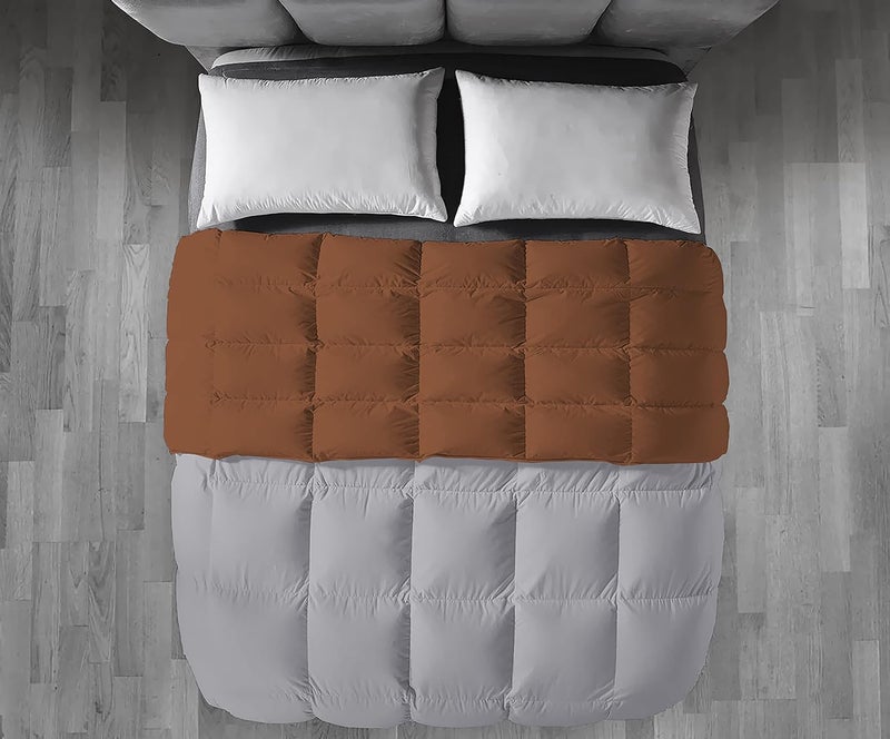 Filbert Premium 300 GSM Comforter Super Soft Fluffy Revesible Comforter 90 x 90 Inches228cm x 228cm Queen Size ComforterSilverChocolate Brown - Image 3