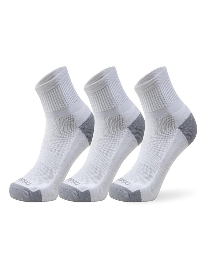 Oddball Performance Training Short-Crew Socks – XXL Size 15–18 – 3-Pack Padded, Breathable, CoolDry Blend Athletic Socks for Men, White - Image 1