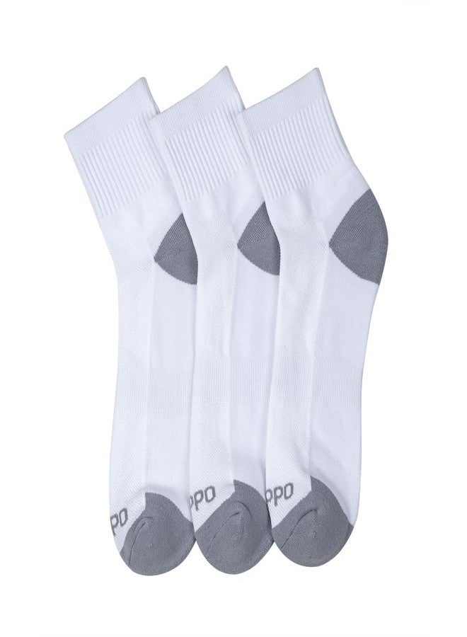 Oddball Performance Training Short-Crew Socks – XXL Size 15–18 – 3-Pack Padded, Breathable, CoolDry Blend Athletic Socks for Men, White - Image 2