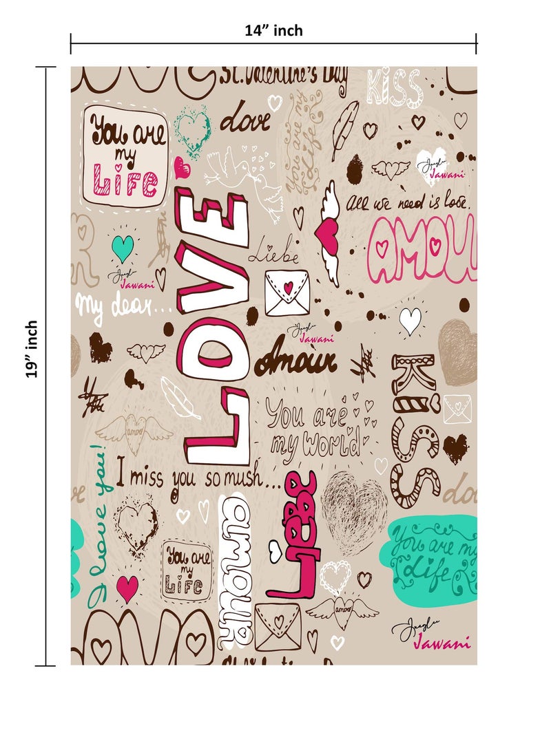 Xs and Os Valentine Special Printed Gift Wrapping Paper (With Satin Ribbon) Pack of 2 pieces,Multicolor - Image 2
