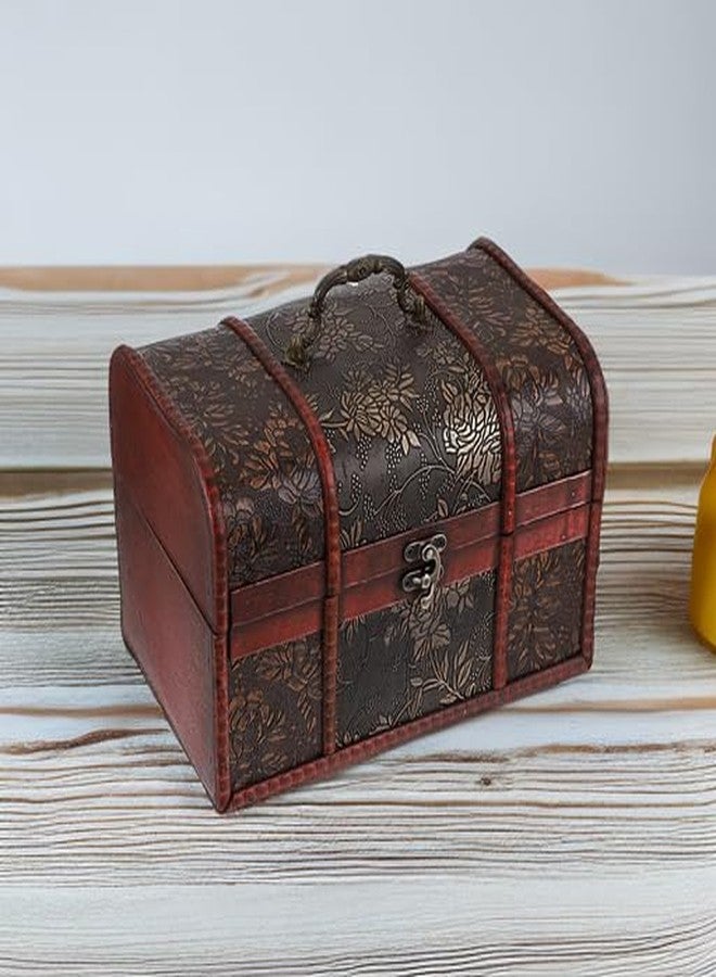 ELLDOO Vintage Treasure Chest, Pirate Keepsakes Box for Kids Gifts, Wooden Storage Box for Decorative Jewelry Pearl Trinkets, Large - Image 5