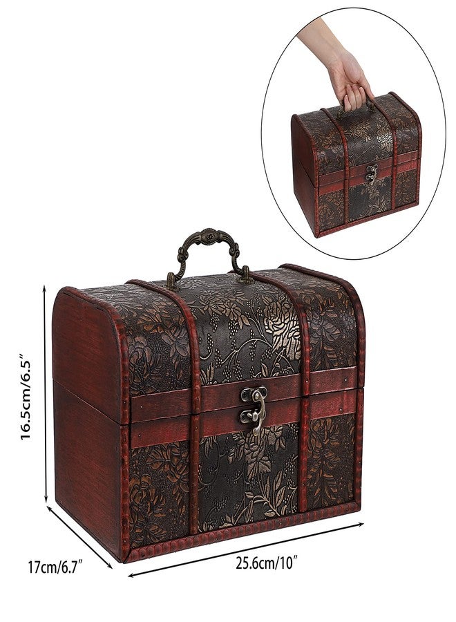 ELLDOO Vintage Treasure Chest, Pirate Keepsakes Box for Kids Gifts, Wooden Storage Box for Decorative Jewelry Pearl Trinkets, Large - Image 2