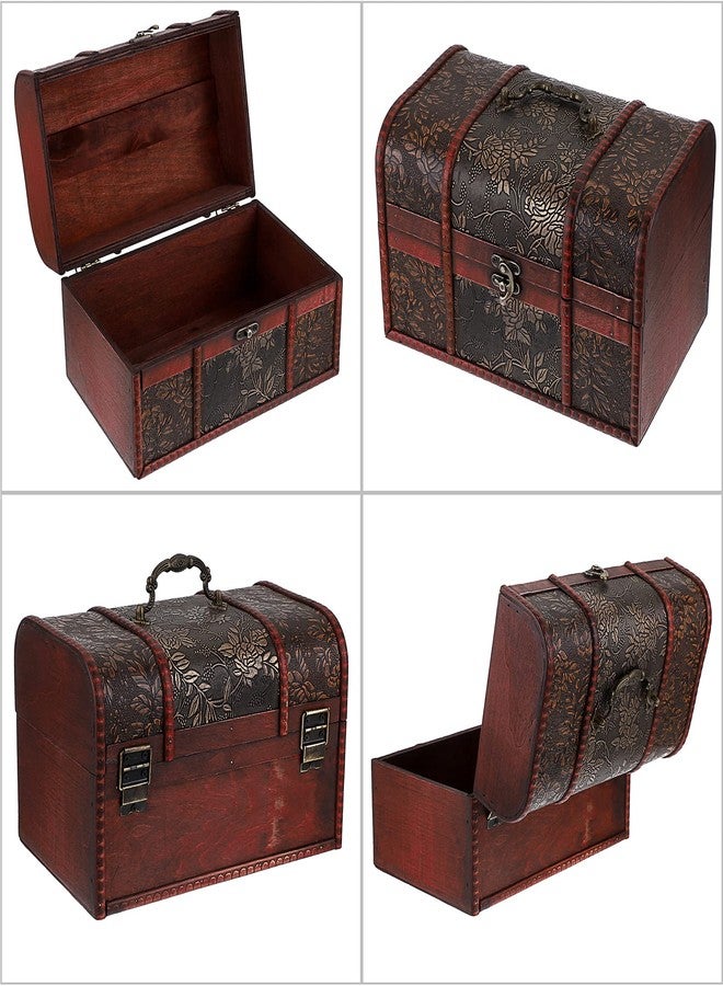 ELLDOO Vintage Treasure Chest, Pirate Keepsakes Box for Kids Gifts, Wooden Storage Box for Decorative Jewelry Pearl Trinkets, Large - Image 3