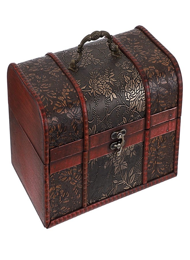 ELLDOO Vintage Treasure Chest, Pirate Keepsakes Box for Kids Gifts, Wooden Storage Box for Decorative Jewelry Pearl Trinkets, Large - Image 1
