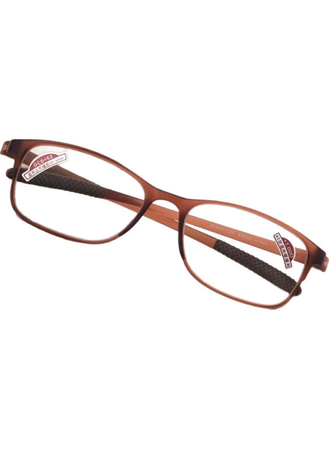 Sunset Red Unisex Blue Light Blocking Fashion Oversized Lightweight Elderly Reading Glasses E9004 Tea Color +1.00 Strength - Image 1