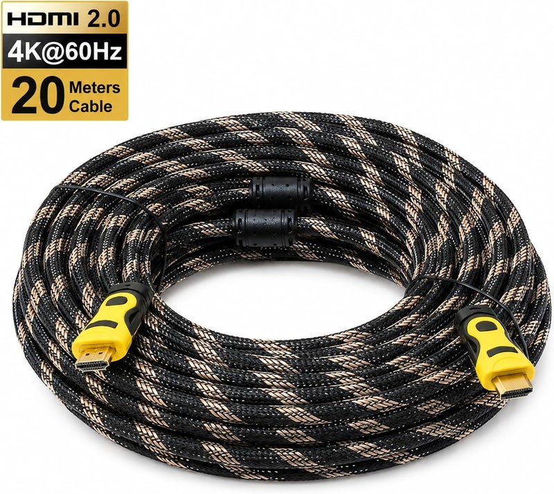 taradhin HDMI 2.0 Cable 20 Meter 4K@60Hz 18Gbps, Nylon Braided High Speed HDMI Lead, Gold Plated, HDR ARC 3D 1080P, for TV Monitor PS5 PS4 Xbox Laptop Desktop Mini PC Projector - Image 4