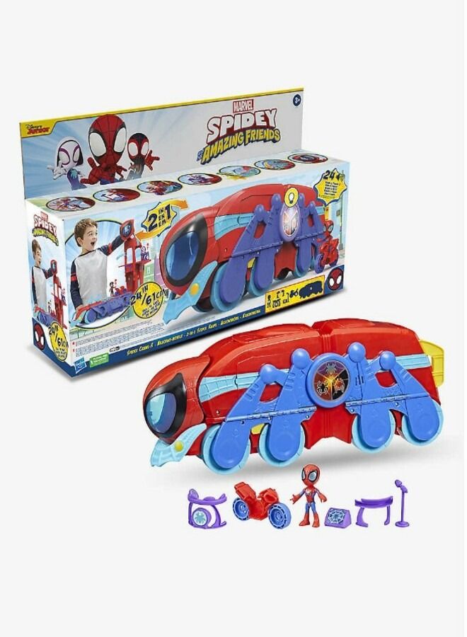MARVEL Spidey and His Amazing Friends Spider Crawl-R 2 in 1 Deluxe Headquarters Playset F3721 - Image 1