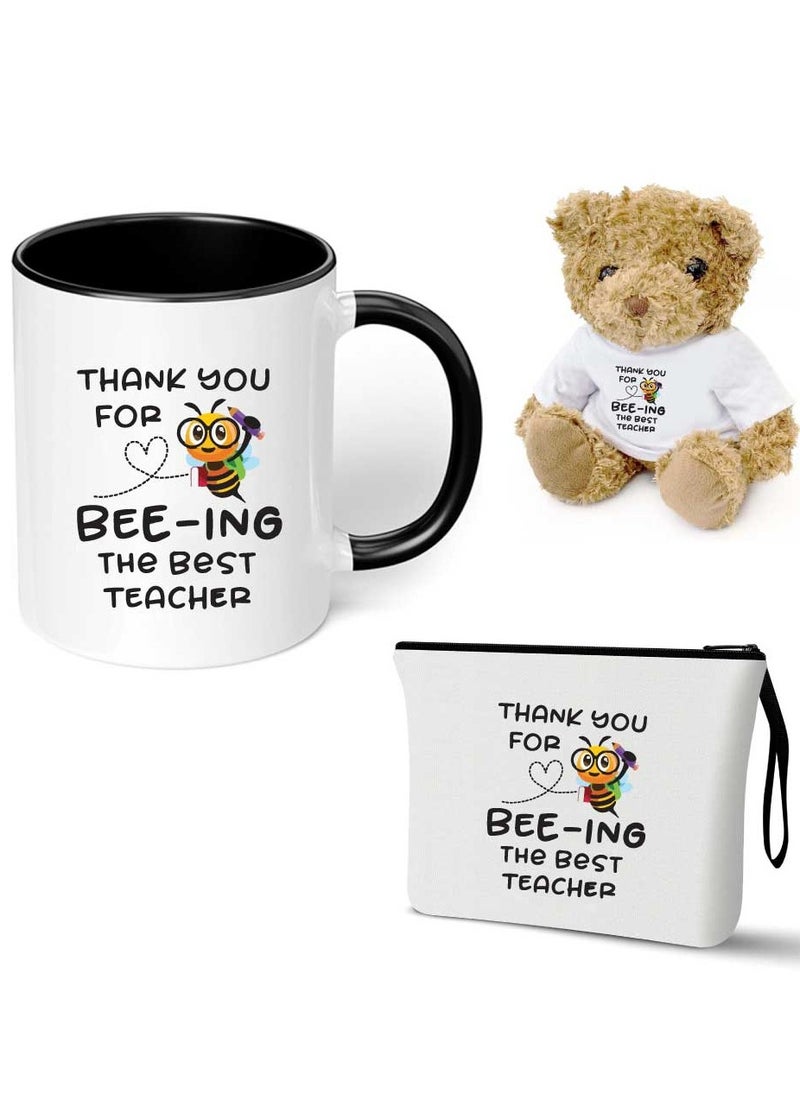 PRINTSHOP4ME Teacher's Day Pack of 3 Combo Pack - Black Two-Tone Ceramic Coffee Mug, Cosmetic Bag and Teddy Bear - Teacher's Day Gift Set - Gift for World Teachers Day  - Image 1
