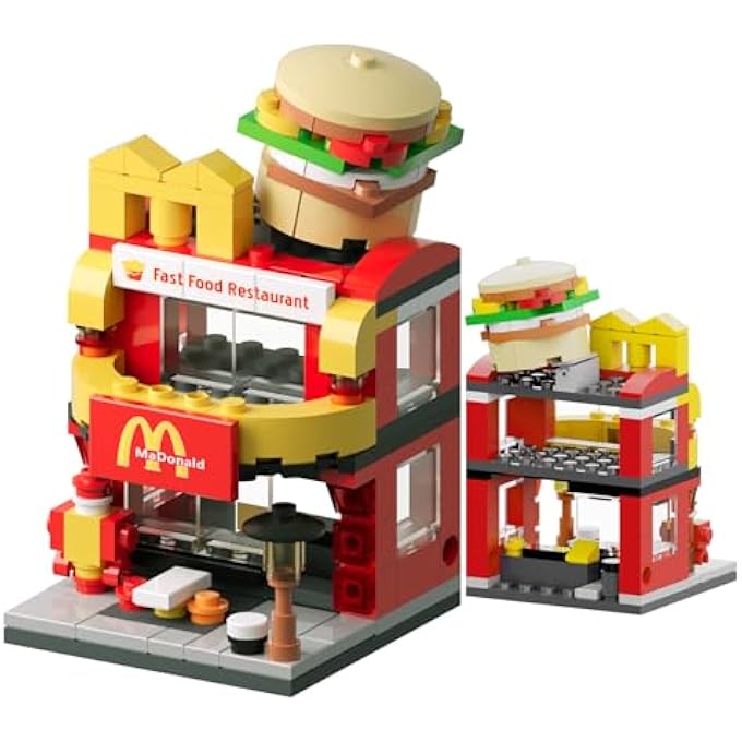 McDonald's مجموعة بناء مدينة برجر هاوس، هدايا عيد ميلاد للبالغين والأطفال، مجموعة ألعاب ماكدونالدز 167 قطعة - Image 1