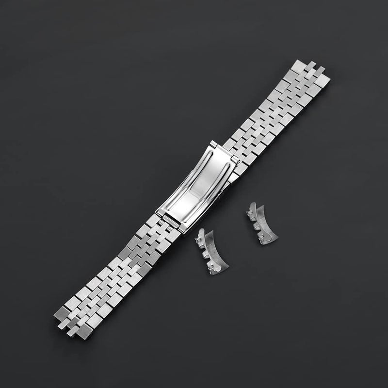 TOMIYOY 18mm 19mm 20mm jubilee stainless steel metal watch band strap bracelet,solid 316L Watch band fit for rlx skx watch (19mm, silver) - Image 4
