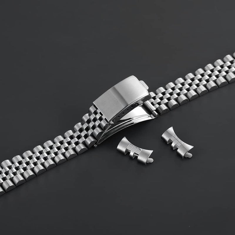 TOMIYOY 18mm 19mm 20mm jubilee stainless steel metal watch band strap bracelet,solid 316L Watch band fit for rlx skx watch (19mm, silver) - Image 3