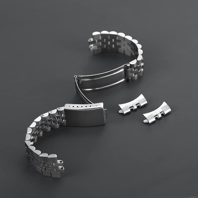 TOMIYOY 18mm 19mm 20mm jubilee stainless steel metal watch band strap bracelet,solid 316L Watch band fit for rlx skx watch (19mm, silver) - Image 2