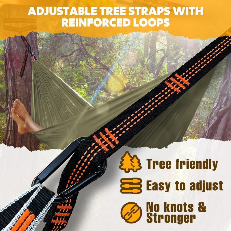 NATUREFUN Ultra-Light Travel Camping Hammock | 300kg Load Capacity,(300x200cm) Breathable,Quick-Drying Parachute Nylon | 2 x Premium Carabiners,2 x Nylon Slings Included | for Outdoor Indoor Garden - Image 3
