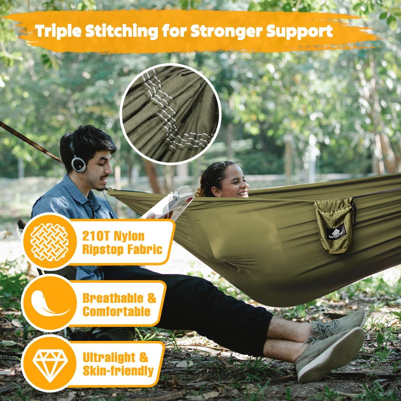 NATUREFUN Ultra-Light Travel Camping Hammock | 300kg Load Capacity,(300x200cm) Breathable,Quick-Drying Parachute Nylon | 2 x Premium Carabiners,2 x Nylon Slings Included | for Outdoor Indoor Garden - Image 4