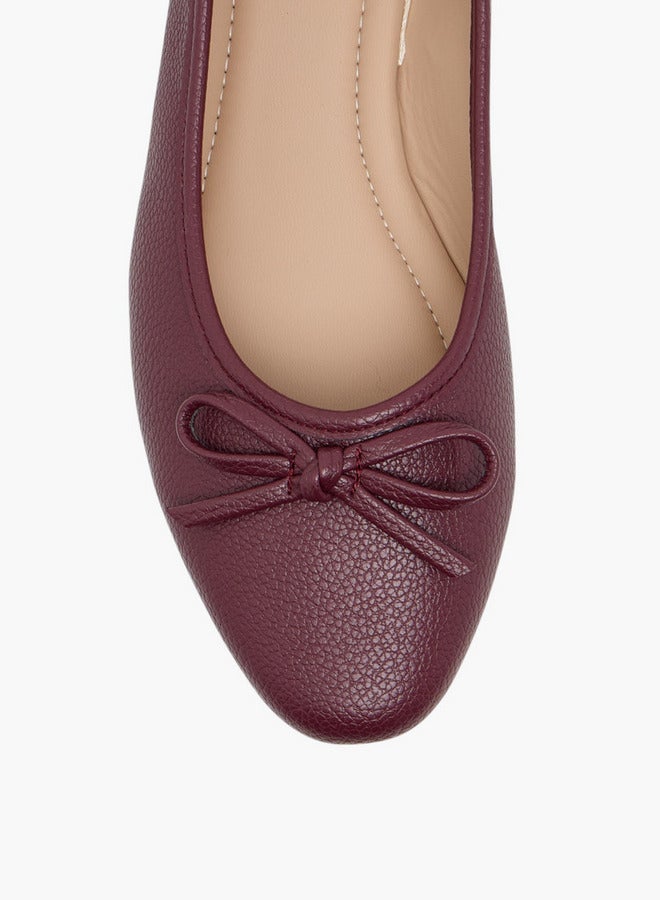 Flora Bella By Shoexpress Women's Textured Ballerina Shoes with Bow Detail  - Image 4