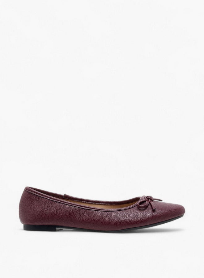 Flora Bella By Shoexpress Women's Textured Ballerina Shoes with Bow Detail  - Image 3