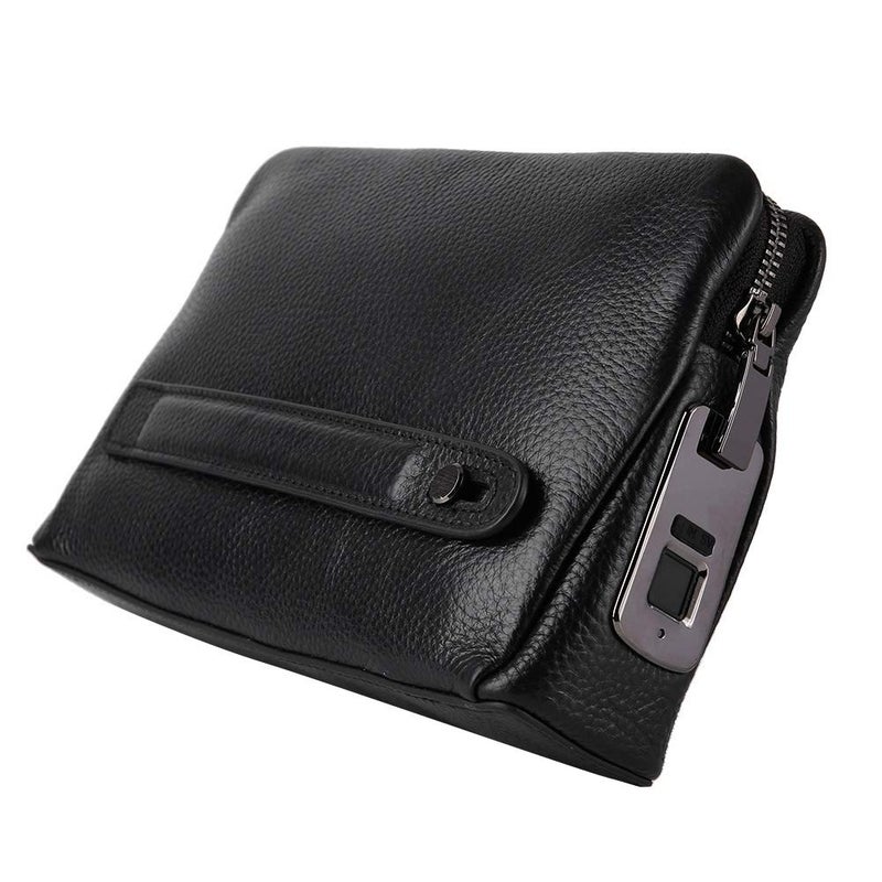 Fockety Smart Fingerprint Wallet for Men Women Zipper Leather Wallet Smart Fingerprint Lock Security Anti Theft Handbag Black Card Bag Men Women Christmas Gifts - Image 2